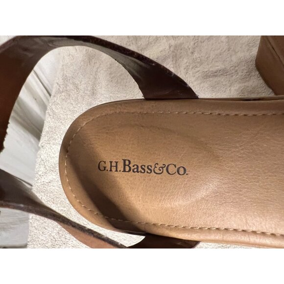 G.H. Bass & Co Leather Upper Ankle Strap Sandals Size 7.5M Brown & Metallic - Picture 10 of 12